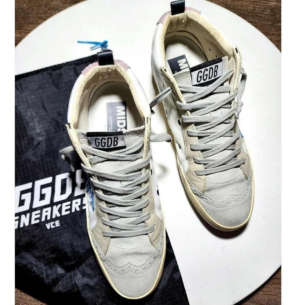 Golden Goose Mid Star Dot Leather Suede Wing Tip Sneakers - Picture 3 of 13